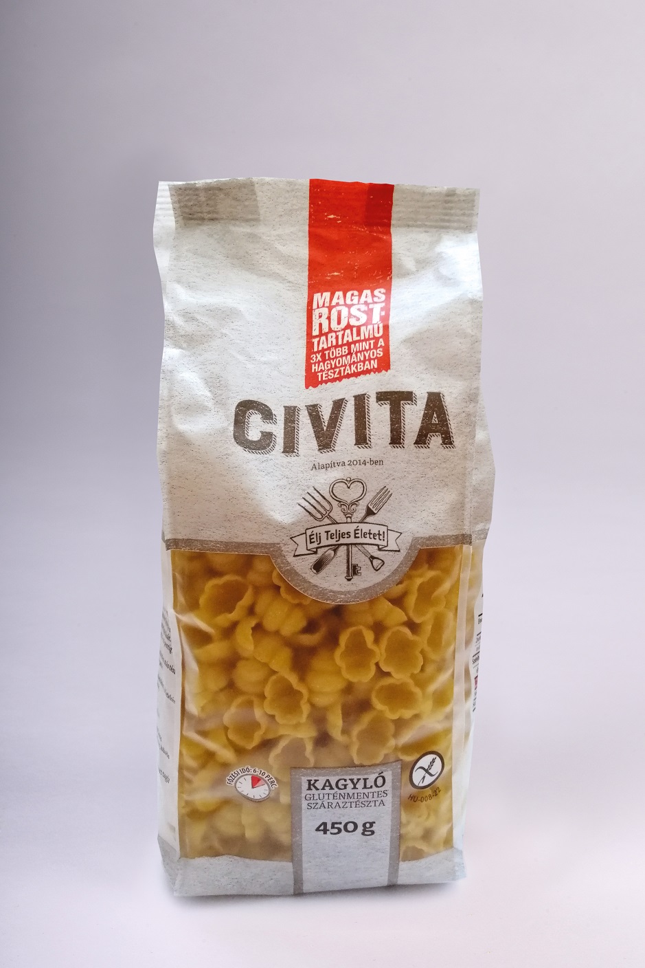 CIVITA Kukoricatészta Kagyló magas rosttartalmú 450g